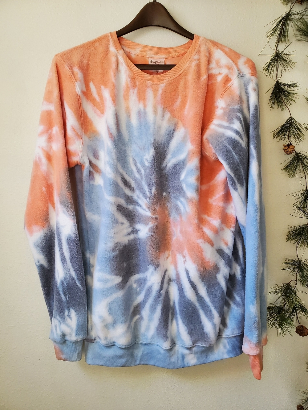 Dreamsicle Mango Surf Tie Dye Spiral Crewneck Sweatshirt